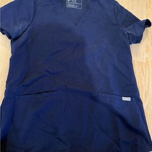 Figs  Navy Blue V-Neck Scrub Top